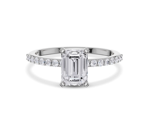 Emerald Cut Side Stone Engagement Ring