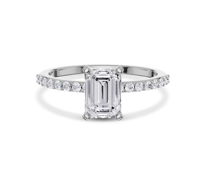 Emerald Cut Side Stone Engagement Ring