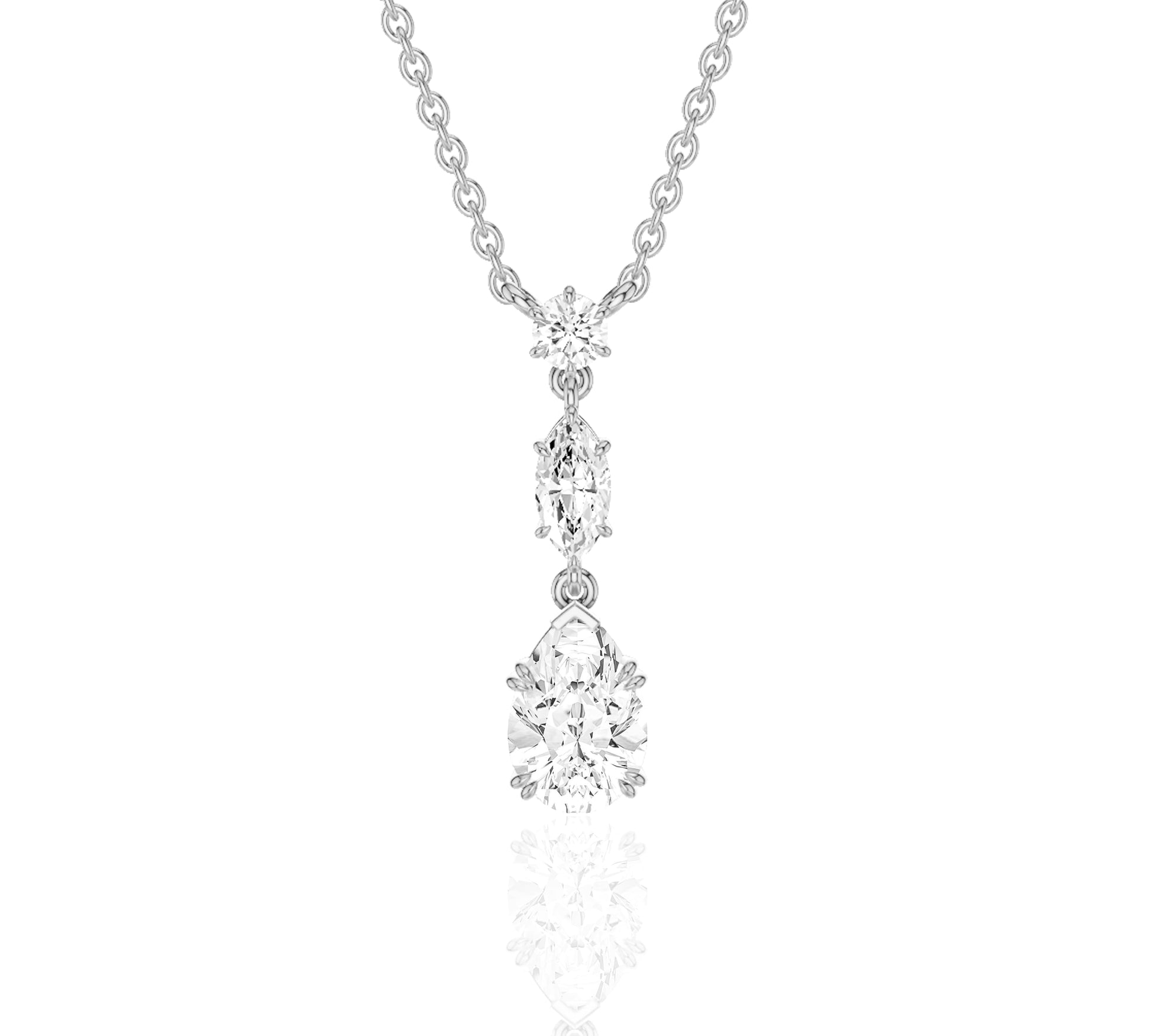 Dainty necklace with round-cut diamonds in a vertical layout
