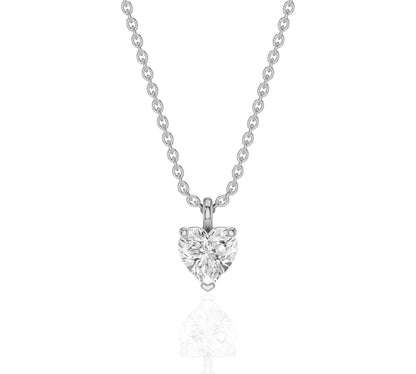 Heart Diamond Pendant Necklace Gold Solitaire