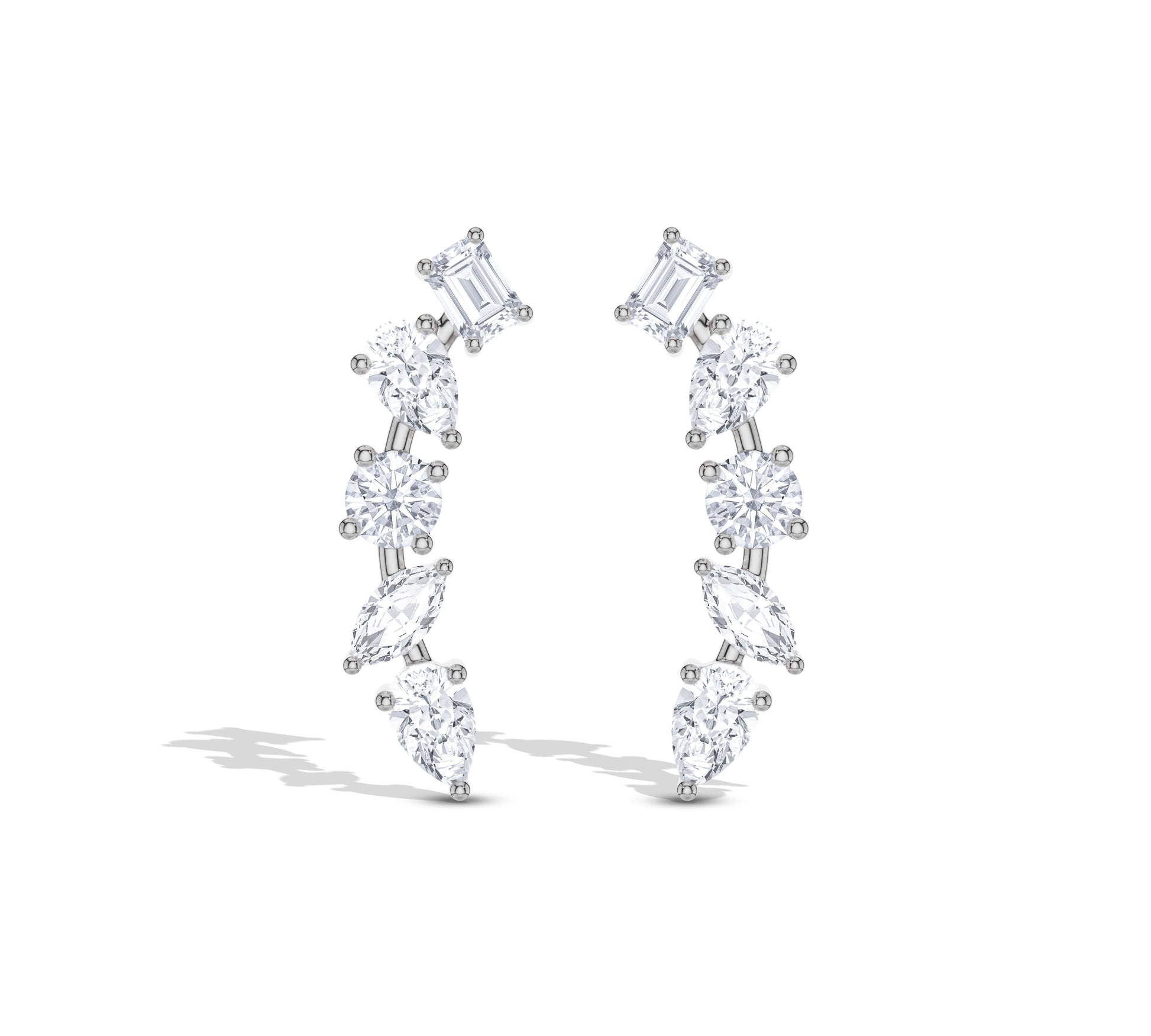 Baguette and marquise diamond studs with gold setting