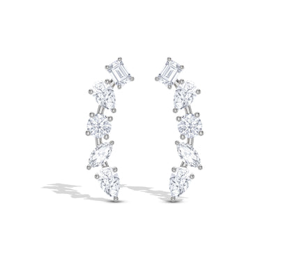 Baguette and marquise diamond studs with gold setting