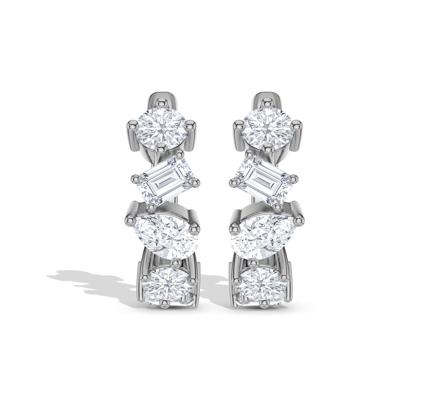 Gold earrings with brilliant and baguette sparkle