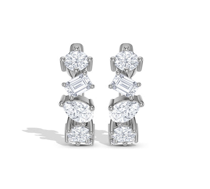 Gold earrings with brilliant and baguette sparkle