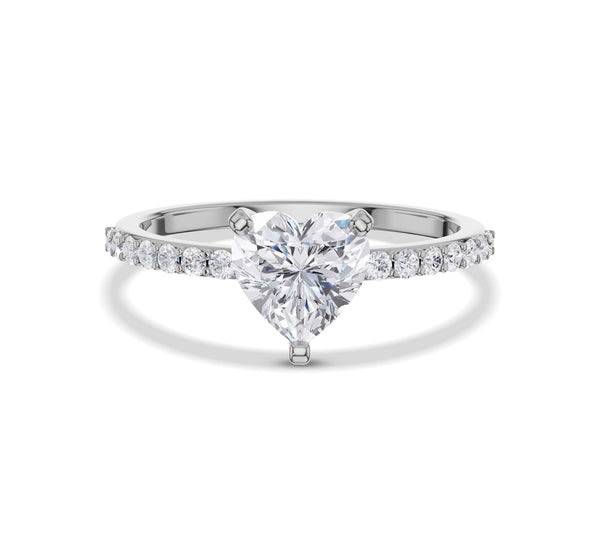 Heart Shape Diamond Side Stone Engagement Ring