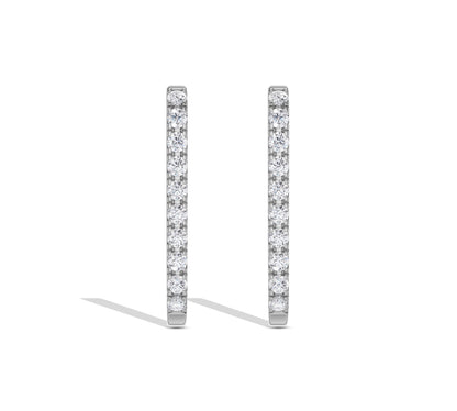 Dainty rectangular hoop earrings with diamonds