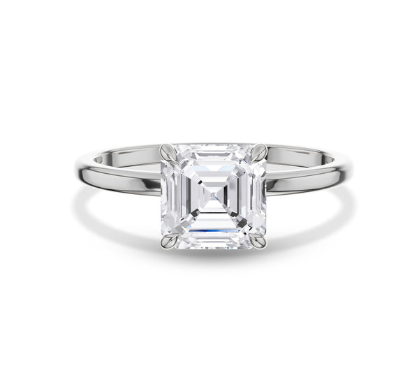 Asscher Cut Solitaire Cathedral Ring