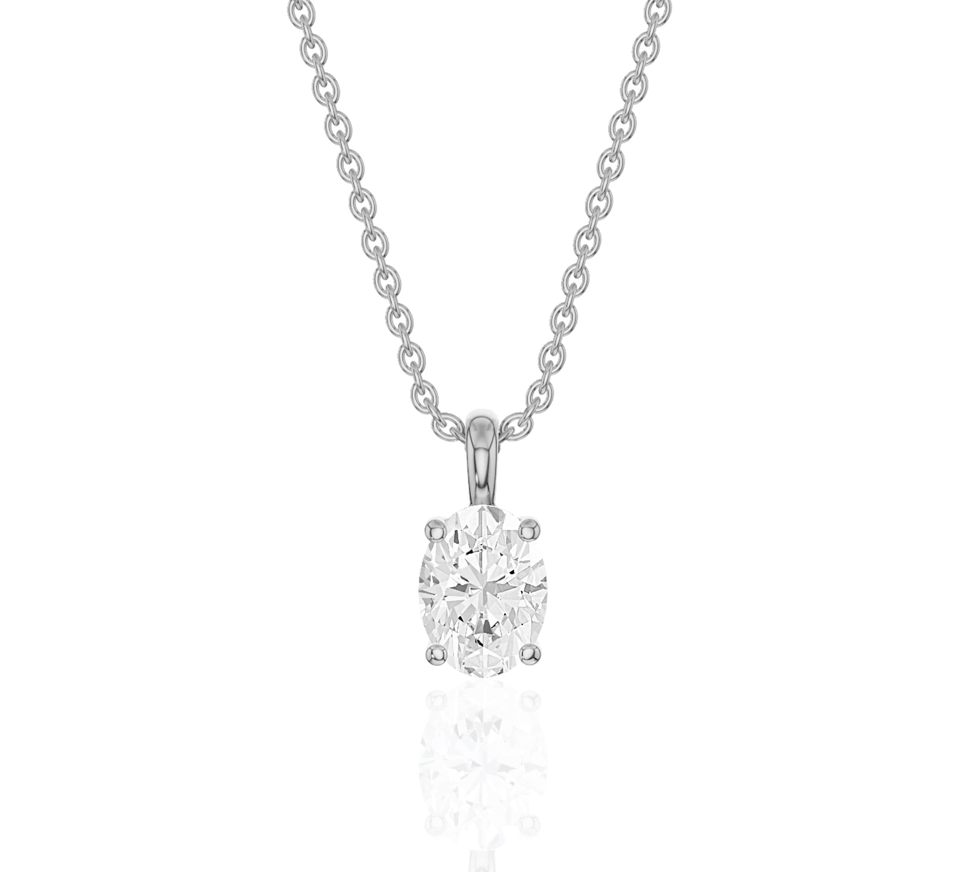 lab grown solitaire necklace with oval pendant