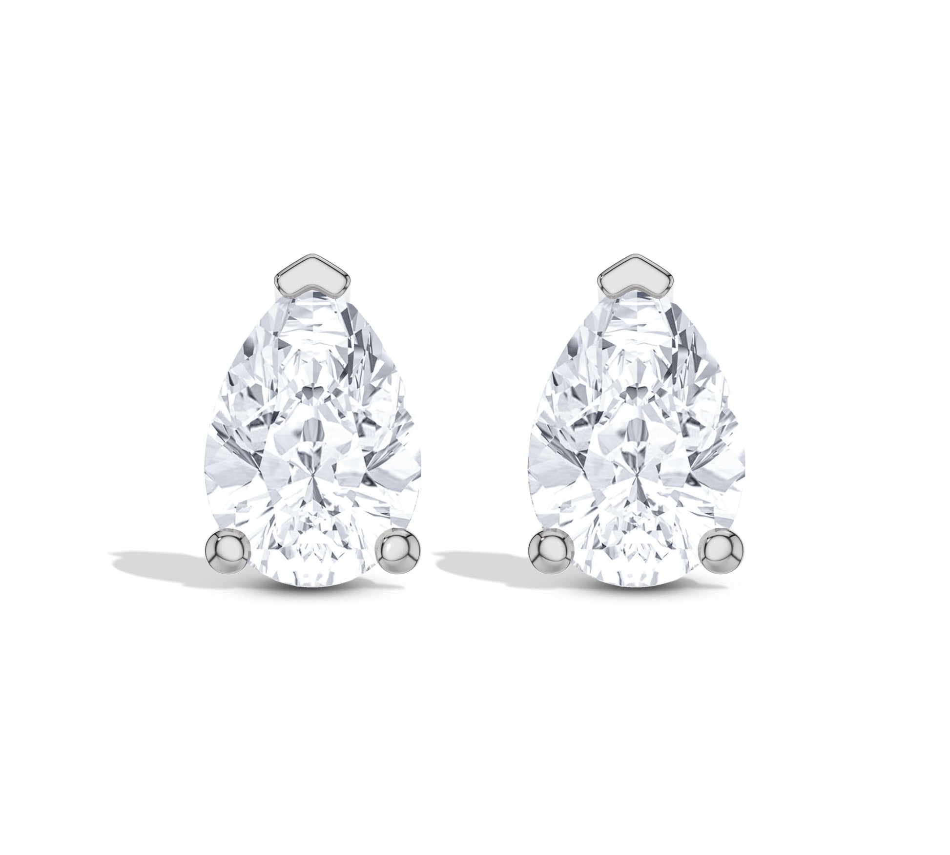 white gold stud earrings with pear stones