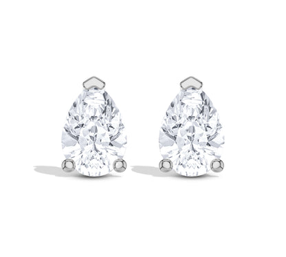 white gold stud earrings with pear stones