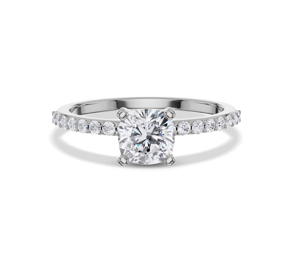Cushion Pave Engagement Ring with Side Diamond