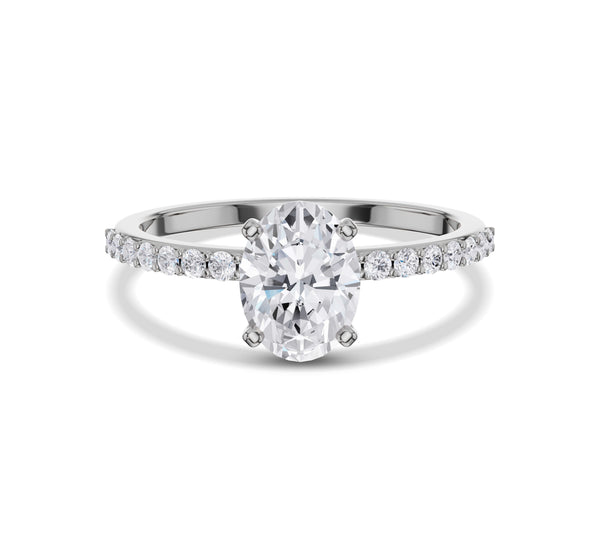 Oval Shaped Engagement Ring with Side Stone