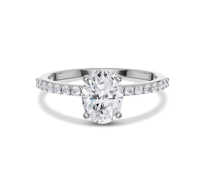 Oval Shaped Engagement Ring with Side Stone